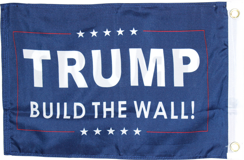 Trump Build The Wall Double Sided 12"X18" Flag -  Rough Tex® 100D