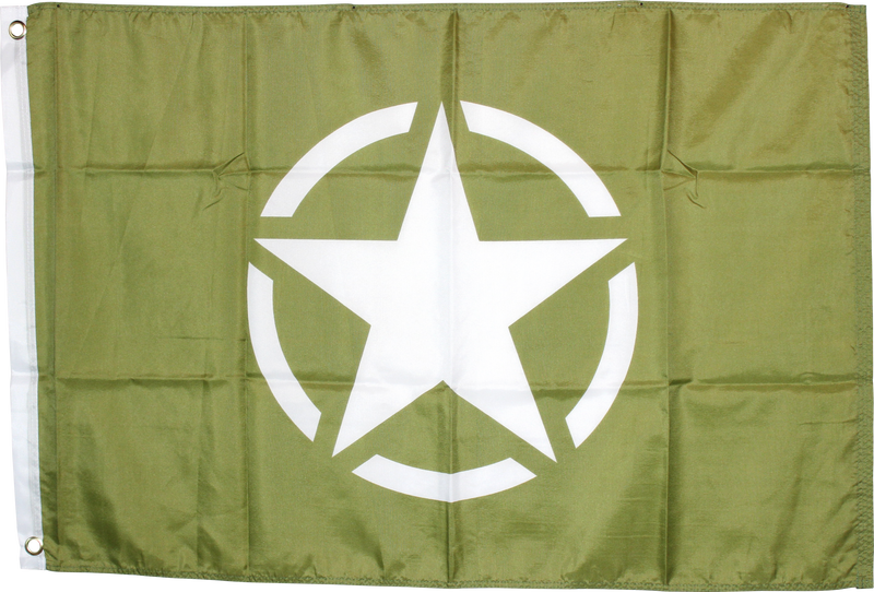 World War II Military IssueOlive Star Flag 2'x3'- Rough Tex® 100D