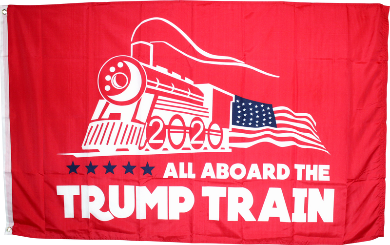 All Aboard the Trump Train Red 2020 3'X5' Flag Rough Tex ® Flags 100D