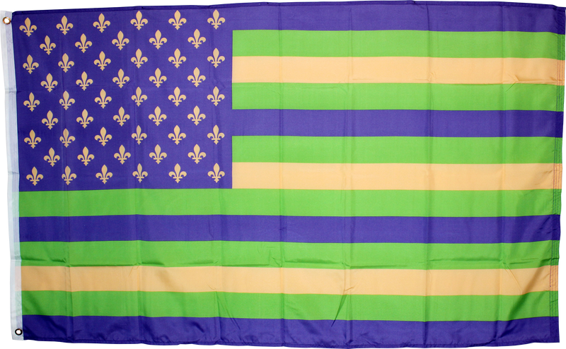 American Mardi Gras Fleur De Lis Flag Rough Tex ® 100D 3'x5' Flag