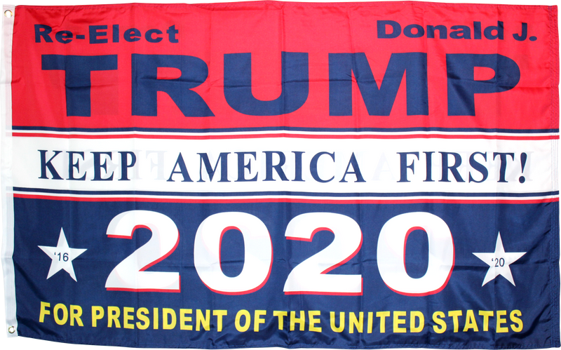 Re-Elect Donald J Trump Keep America First KAF For President Of The United States Double Sided 3'X5' Rough Tex® 100D