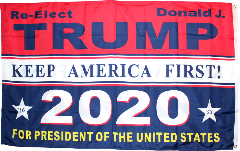 Re-Elect Donald J Trump Keep America First KAF For President Of The United States Double Sided 3'X5' Rough Tex® 100D