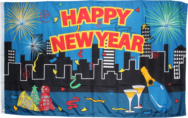 Happy New Year City Flag  - 3'x5' Rough Tex® 100D