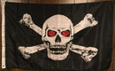 PIRATE JOLLY ROGER SKULL & BONES RED EYES FLAG 3X5 ROUGH TEX 100D