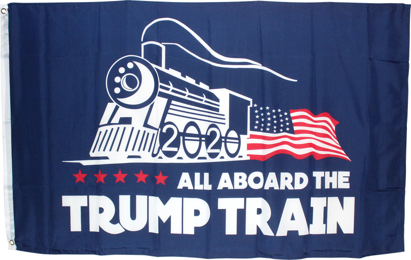 All Aboard the Trump Train Blue 3'X5' Flag Rough Tex® 68D Nylon