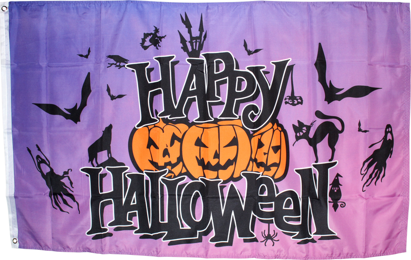 Happy Halloween Pumpkins Purple 3'X5' Flag ROUGH TEX® 100D