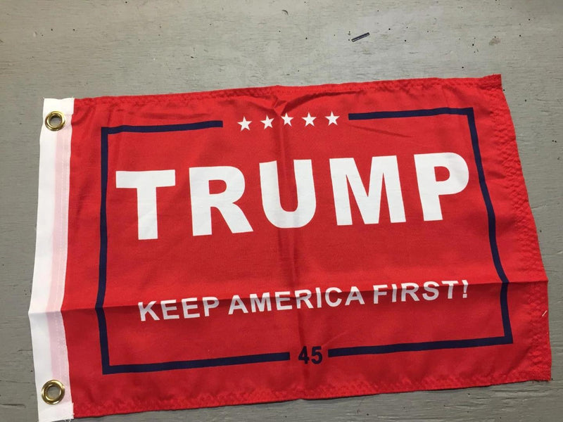 Trump Red Keep America First! Boat Flags Rough Tex 100D ® 12"X18" GROMMETS