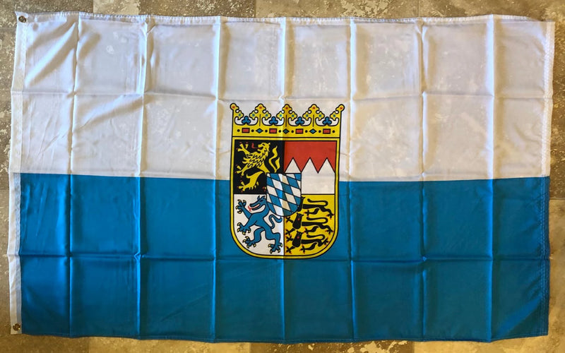 Bavaria Crest Coat of Arms Blue & White Stripes Bavarian Royal 3x5 Feet 100D Flag Rough Tex ® UV Protected & Waterproof