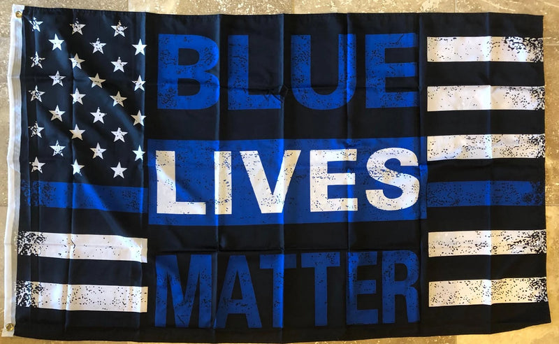 Blue Lives Matter Police Thin Blue Line Memorial American Police Lives Matter 3'x5' 100D Flag Rough Tex ® American History