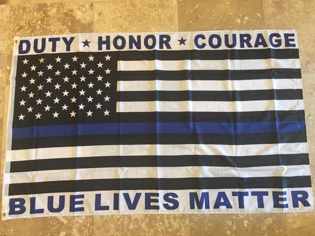 DUTY HONOR COURAGE BLUE LIVES MATTER USA AMERICAN POLICE MEMORIAL  3X5 ROUGH TEX 100D