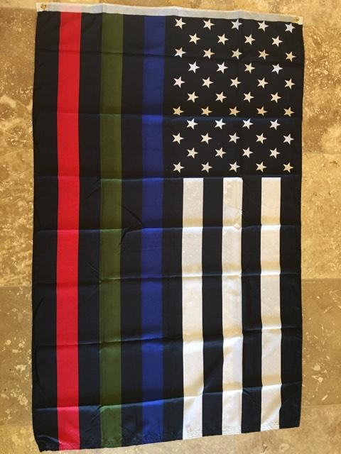 POLICE MILITARY FIRE LAW ENFORCEMENT SUPPORT MEMORIAL FLAG 3X5 100D ROUGH TEX