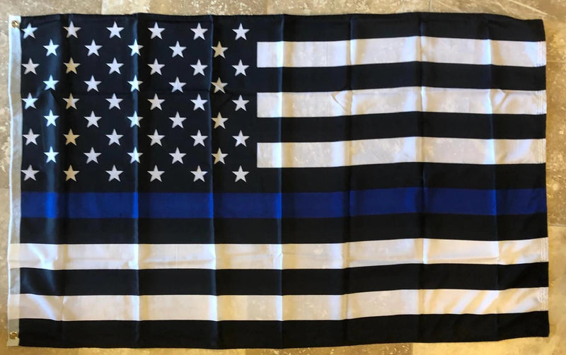 US Police Memorial Blue Stripe USA 3x5 Flag Rough Tex® 100D