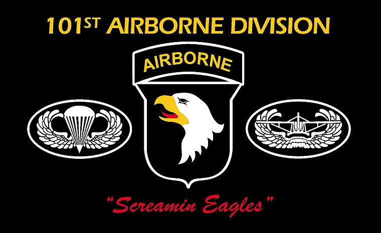 Airborne 101st Division  Screamin Eagle Black 3'x5' Flag ROUGH TEX® 68D Nylon
