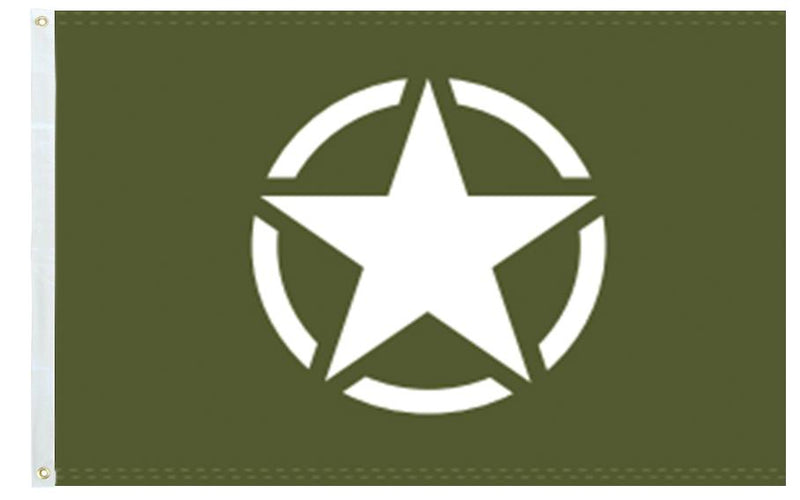 World War II Military IssueOlive Star Flag 2'x3'- Rough Tex® 100D