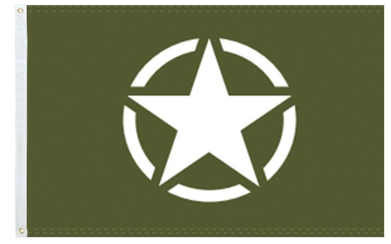 World War II Military Issue Olive Star 3'X5' Flag Rough Tex® 100D