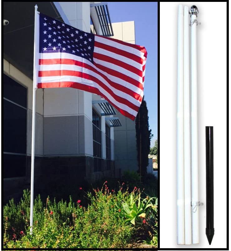 10'  Ten Foot White Aluminum Flag Pole Kit