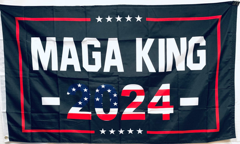 Maga King 2024 USA Black 3'x5' Flag 100D MAGA KING