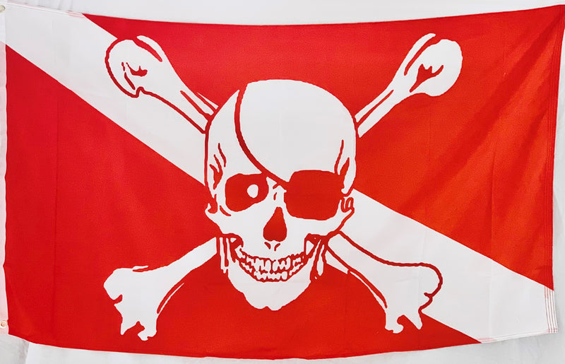Pirate Diver Skull n Bones 3'X5' Flag Rough Tex® 100D