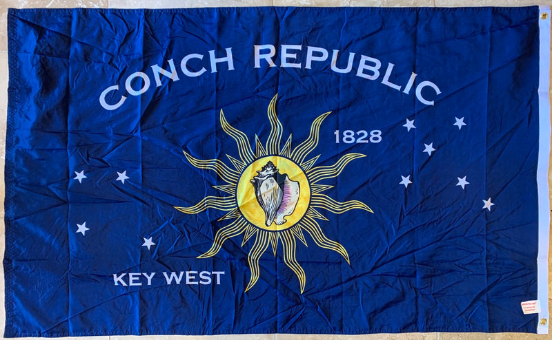 Key West Conch Republic 1828 Blue 3'X5' Double Sided Flag Rough Tex® 100D