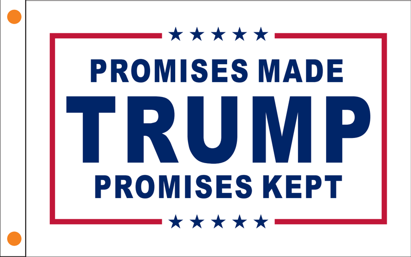 12INCH X 18INCH 100D PROMISES MADE TRUMP PROMISES KEPT FLAG WITH STICK
