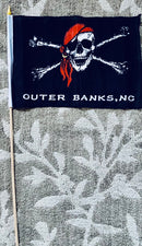 Outer Banks North Carolina Red Hat Pirate 12"x18" Stick Flag ROUGH TEX® 100D 30" Wooden Stick