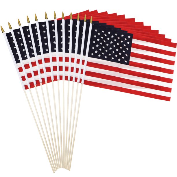 USA flags American 12x18in Grave Marker Stick Flag (Cemetery use & more) 12x18 Inches
