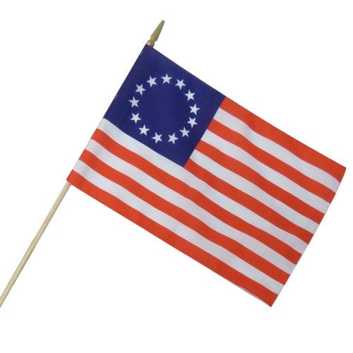 Betsy Ross 12''X18'" Flags With Stick - Rough Tex ®100D Colonial US Soldiers Grave Marker Flags by the Sons of American Revolution
