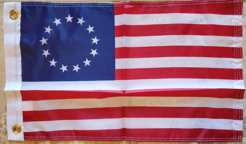 Betsy Ross Rough Tex 150D Nylon ® Original American 13 Stars Boat Flags 12x18 Inches With Grommets