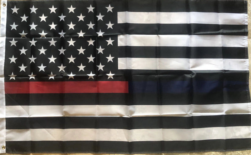 US FIRE POLICE MEMORIAL 3x5 feet American flags Nylon 150D Rough Tex ® Waterproof & UV Protected