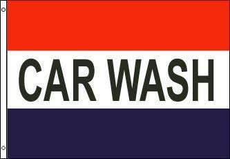 Car Wash 3'X5' Super Polyester Flag With Canvas Header & Brass Grommets
