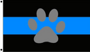 Police Blue Line Bar Paw Flag - 3'X5' Rough Tex® 100D