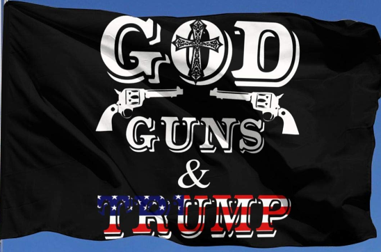 God Guns & Trump Black 3'X5' Flag Rough Tex®68D Nylon