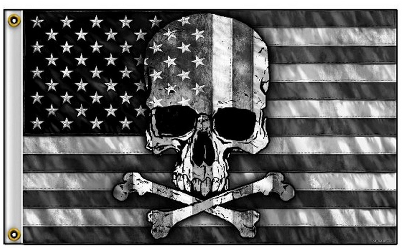 American Skull N Bones Flag- 3'X5' Rough Tex® 100D