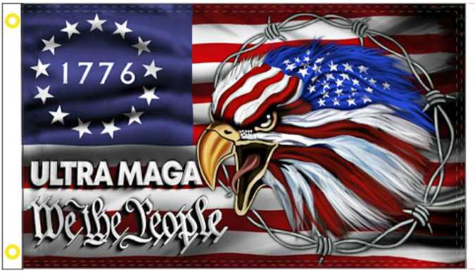 ULTRA MAGA We the People 1776 Barbed Wire USA Betsy Ross Eagle Flag 3x5 Feet Rough Tex 100D