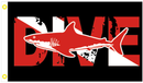 Black Dive Diver Down Red Shark Marine 3'X5' Flag Rough Tex® 100D Beach Life