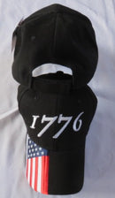 1776 Original USA Black American Flag Cap 100% COTTON Embroidered Bill