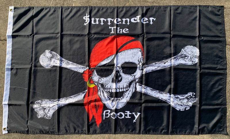 Pirate Surrender The Booty Red Bandana 3'X5' Flag Rough Tex® 100D