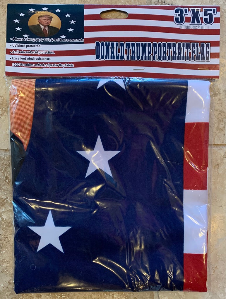 Donald Trump Portrait Flag 3'X5' Rough Tex® 100D Collectors Item Betsy Ross 45th President Not Mugshot Picture