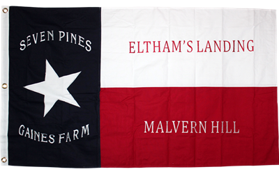 3'X5' 1ST TEXAS INFANTRY REGIMENT HOOD'S BRIGADE COTTON EMBROIDERED & SEWN 1ST TEXAN FLAG SEVEN PINES GAINES FARM