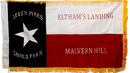3'X5' SLEEVED GOLD FRINGED 1ST TEXAS INFANTRY REGIMENT HOOD'S BRIGADE COTTON EMBROIDERED & SEWN 1ST TEXAN FLAG SEVEN PINES GAINES FARM