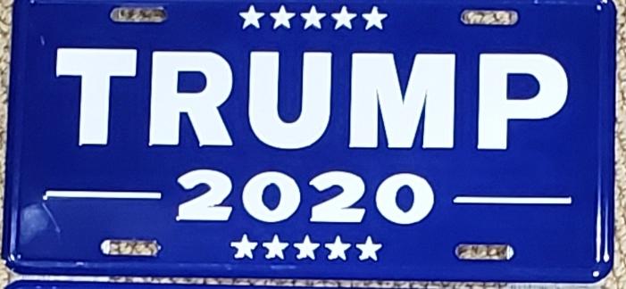 TRUMP 2020 BLUE ALUMINUM EMBOSSED LICENSE PLATE