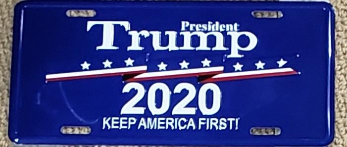 PRESIDENT TRUMP 2020  KEEP AMERICA FIRST! (KAF) BLUE ALUMINUM EMBOSSED LICENSE PLATE