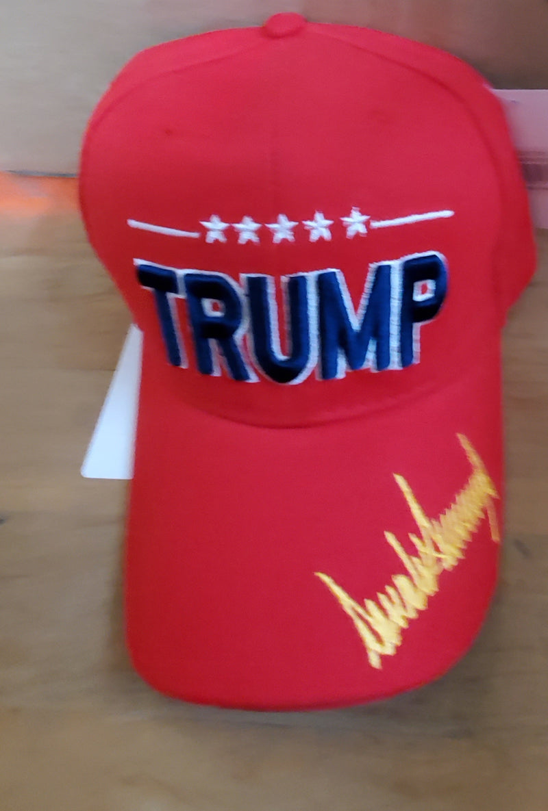 Keep America First Gold Signature Series Trump 45th President 2020 Hat Cap - Official President Trump Embroidered Collectors Item Red