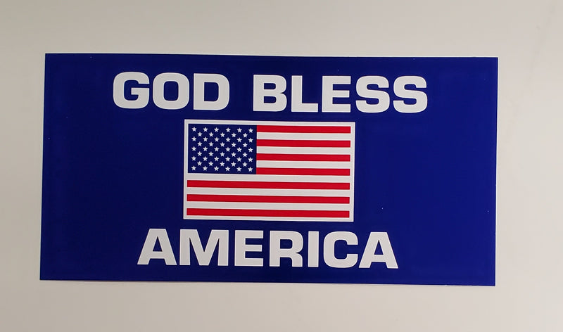 God Bless America Blue Bumper Sticker Made in USA U.S.A. Flag Decal