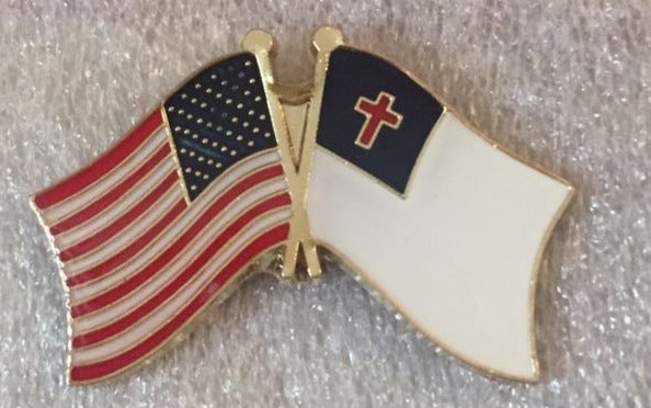 USA and Christian Flag Lapel Pin