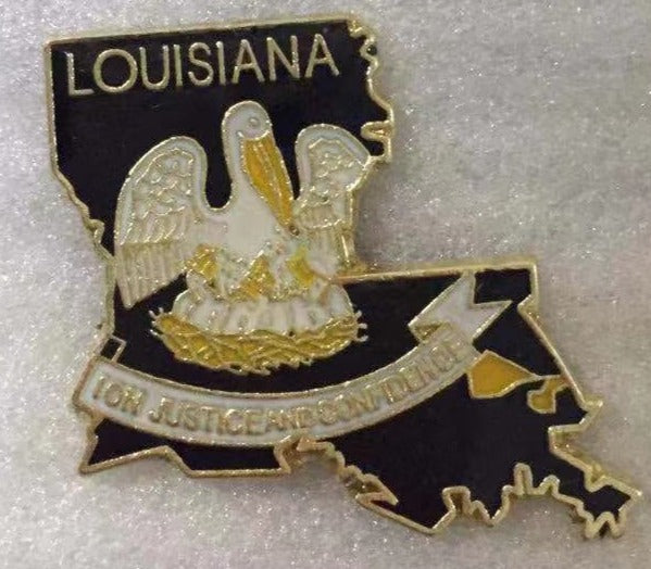 Louisiana State Flag Map Lapel Pin