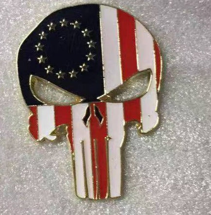 Betsy Ross Punisher Skull Vintage Lapel Pin