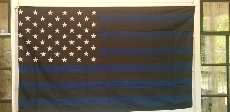 AMERICAN POLICE 3'x5' Thin Blue Black Line Official Police Flags Blackout USA