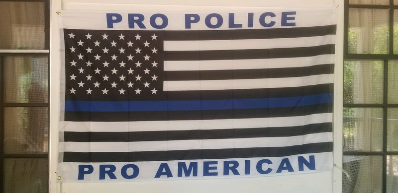 PRO POLICE PRO AMERICAN USA MEMORIAL 3'x5' Thin Blue Line Official Police Flags