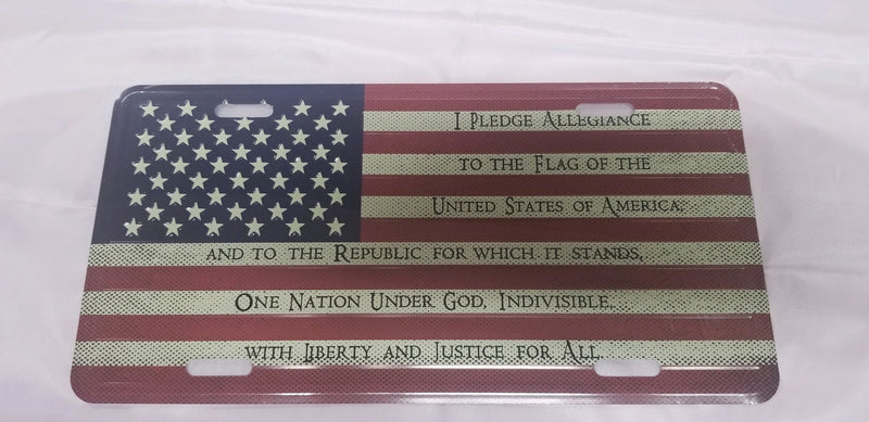 Pledge of Allegience American Flag USA Embossed License Plate Auto tag